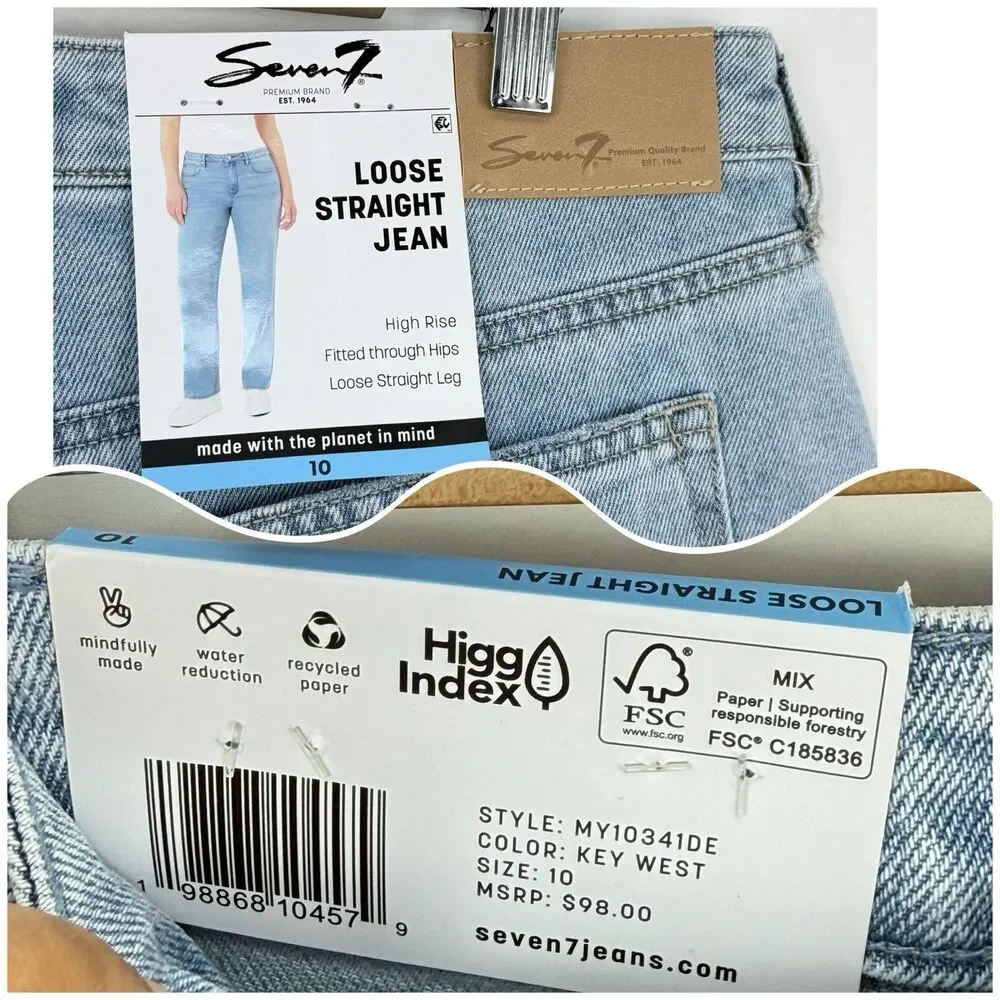NWT Seven7 Women's Loose Straight Jean Size 10 High Rise Light Wash - Picture 9 of 16